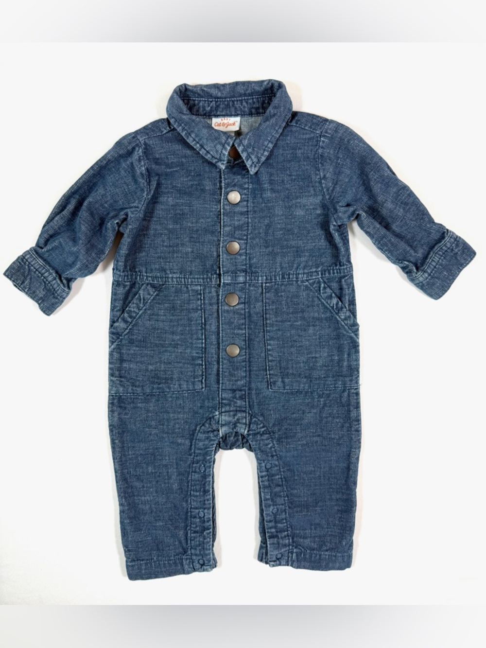 CAT & JACK BABY Boys' Denim 100% Cotton Boiler Suit Romper Utility Gorpcore 0-3M